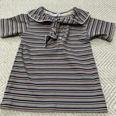 ストライプ セーラーカラー Tシャツ　&mignon