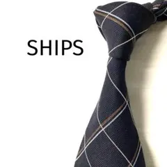 シップス　SHIPS ネクタイ　チェック　グレー　濃灰　綿混のサムネイル
