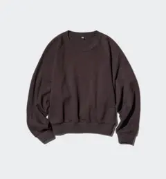 ユニクロ　スウェットクロップドシャツ　ダークブラウン