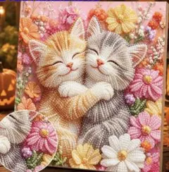 ダイヤモンドアート　猫　パールアート　花　キット　ビーズアート