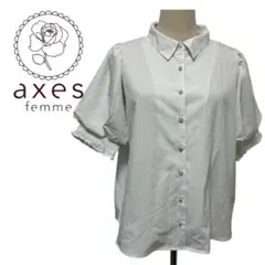 axes femme ホワイト 半袖シャツ　フリル　ブラウス　トップス　ガーリー