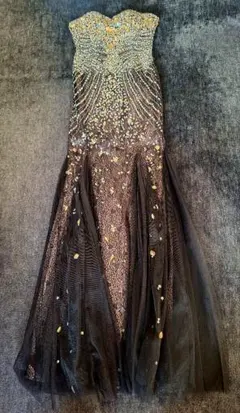 ドレス 黒レース ビジュ Mサイズ