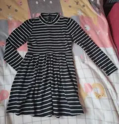 ＆by P&D☆ボーダー長袖ワンピース ジップ付き