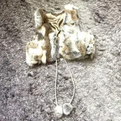 ラビットファー　毛皮　ベスト　秋冬