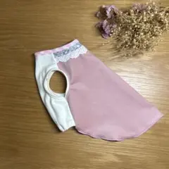 ハンドメイド犬服　［春物］ いちごミルクカラーのチュニックワンピ　 S