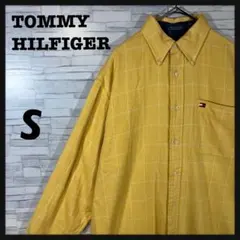 90s トミーヒルフィガー チェックシャツ S マスタード 大きめ y2k