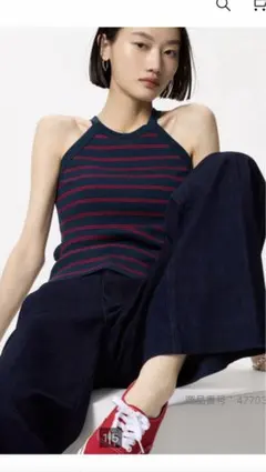 UNIQLO ホルターネックブラタンクトップ68ブルーMサイズ新品未使用タグ付き