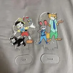ディズニー ダイソー アクリルスタンド【ピノキオ】【ズートピア】2点セット