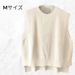 UNFILO ニットベスト M アイボリー 春 クルーネック Uネック 洗える