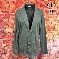 美品☆GU☆テーラードジャケット　長袖　薄手　羽織り　カットソー　ダークグレーMのサムネイル
