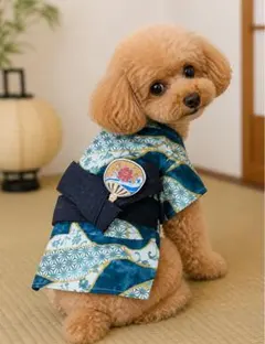 わんちゃん男の子浴衣　金継ぎ柄グリーン　SSサイズのサムネイル