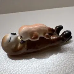 陶器　☆　ラッコ　親子　置物　2体セット　フィギュア　動物
