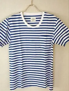 アーバンリサーチ　Tシャツ　ストライプ ブルー/ホワイト　ポケット付き