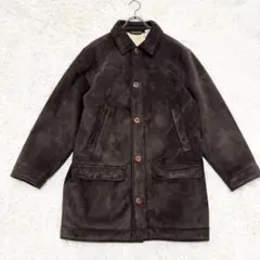 美品 L.L.Bean フェイクムートン カーコート 裏ボア ブラウン L