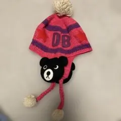 ダブルB ミキハウス　クマ顔ニット帽 ポンポン付き