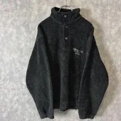 90s ハードロックカフェ MIAMI 刺繍 ボアフリース プルオーバー 黒 L