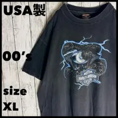 00s ハーレーダビッドソン USA製 Tシャツ XL 蛇 スネーク イーグル 