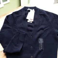 ユニクロ ラム Vネックカーディガン ネイビー /M