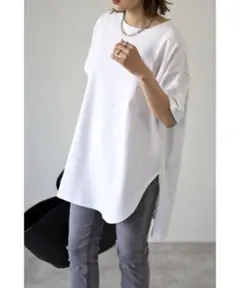 【美品】ボンジュールサガン サイドスリットTシャツ ホワイト 半袖 トップス