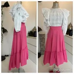 【美品】フィッシュテール フレアスカート (ピンク)