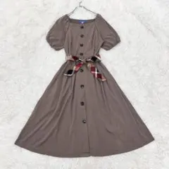 【美品】ブルーレーベルクレストブリッジ ワンピース　チェック ベルト 38