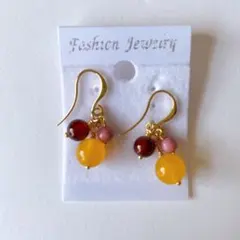 マルチカラー天然石　フックピアス