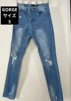 GORGE ライトブルーダメージ加工スキニージーンズ