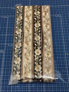 花柄インド刺繍リボン　 約２ｍ×４本　まとめ売り