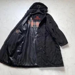 希少✨BURBERRY バーバリー ロングコート 裏チェック ロゴ刺繍 ブラック