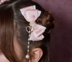 ピンクリボンハートヘアクリップ ROJITA 地雷