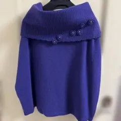 INGEBORG 紫色 ベスト＆お花モチーフ付きスヌード