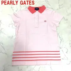 A6281 パーリーゲイツ 半袖ポロシャツ 綿 ワンポイント刺繡 ピンク １