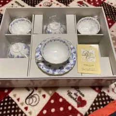 ノリタケ カップ・ソーサー ５客セット ホワイト・ブルー・ゴールド