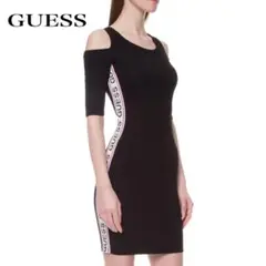 GUESSゲス　オフショルダーニットタイトミニワンピースサイドロゴライン