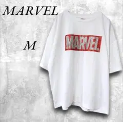 MARVEL ロゴラメプリントTシャツ M ホワイト×レッドのサムネイル