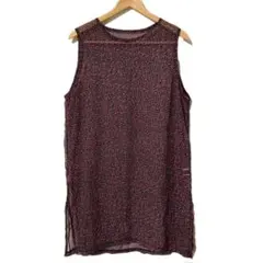 M.L ひざ丈 シアー ノースリーブ ワンピース 花柄 チュニック 匿名配送