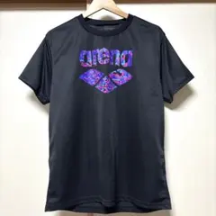 ✨美品✨ arena アリーナ 半袖 シャツ ロゴプリント デカロゴ 黒 Mのサムネイル