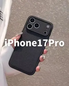 新品　iPhone17Pro用ケース　ブラック　レザー調　シンプル