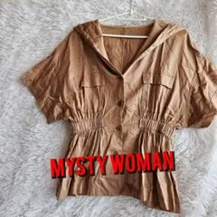 mysty woman フード付き ブラウス 薄手 重ね着 ベージュ系 Fのサムネイル