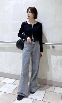 GU リブダブルジップカーディガン 09ブラック XL