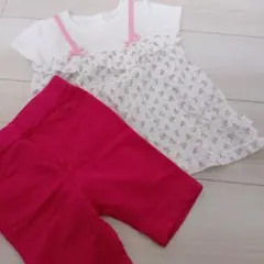 組曲　チェリー柄Tシャツ・パンツセット