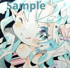 手描きイラスト　オリジナル　ハガキサイズ　透明水彩