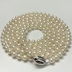 【テリ強】あこや真珠 ロング パールネックレス 126cm 7.0mm ホワイト