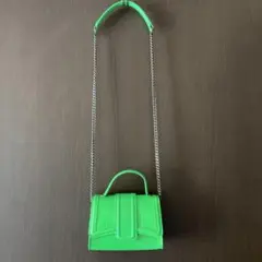 【美品】 ZARA クロコダイル調 ミニバッグ グリーン