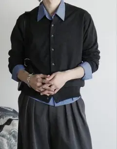 し*ゅ様 WYWM 青 長袖シャツ & チャコールカーディガン セット