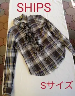 SHIPS　チェック　長袖シャツ　Sサイズ　日本製　レディース