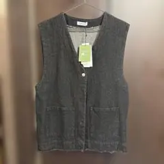 しまむら　non ビッグデニムベスト　M 中黒　高身長