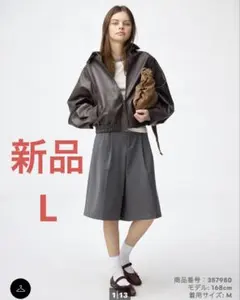 GU バミューダショートパンツ　ハーフパンツ　ショートパンツ　ダークグレー　L