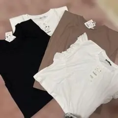 ZARA フリル付きTシャツ ホワイト/ブラック/ブラウン４枚セット