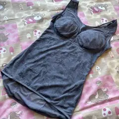 α96 綺麗な総花柄レース　ブルーグレー色　ボディシェイパー　L パワーネット